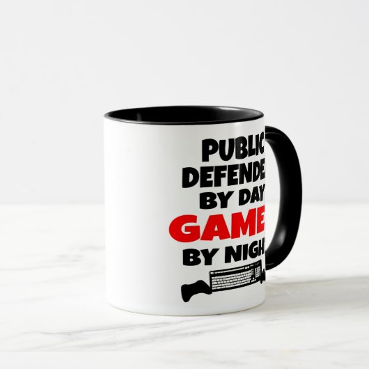 Public Defender houdt van het spelen van videogame Mok (Voorkant rechts)