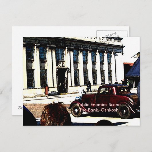 Public Enemies Scene - The Bank, Oshkosh Briefkaart (Voorkant / Achterkant)