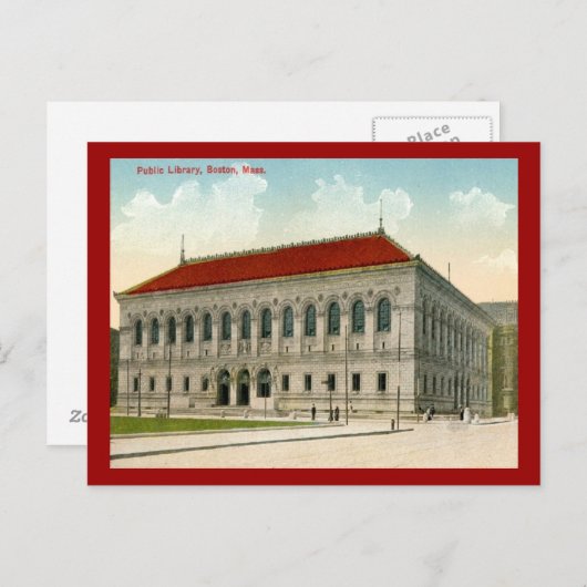 Public Library, Boston 1911 Briefkaart (Voorkant / Achterkant)