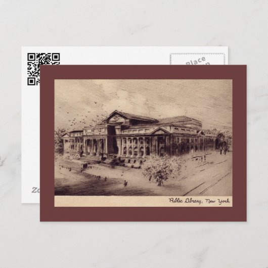 Public Library, New York City  Briefkaart (Voorkant / Achterkant)