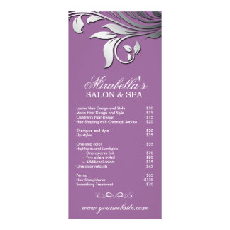 Publicitaire Argent pourpre floral de feuille de spa de carte