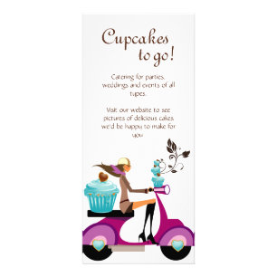 Publicitaire Boulangerie Carte en rack Cupcake Scooter Bleu