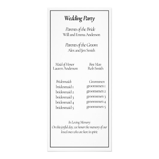 Publicitaire Carte de cérémonie mariage (Dos)