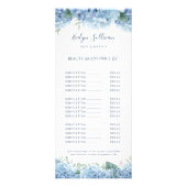 Publicitaire Carte de grille de tarif hydrangea bleu (Devant)