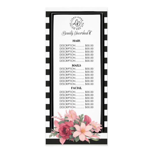 Publicitaire Carte de rack de salon à rayures florales (Devant)