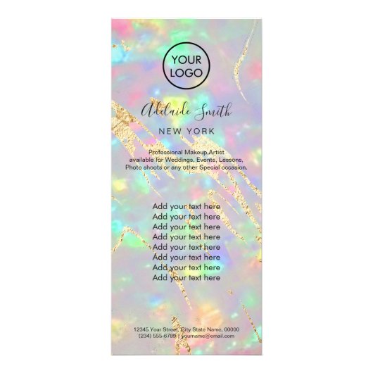 Publicitaire carte de rack opale fausse iridescente (Devant)