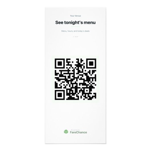 Publicitaire Carte de rack QR Code pour les restaurants et les (Devant)