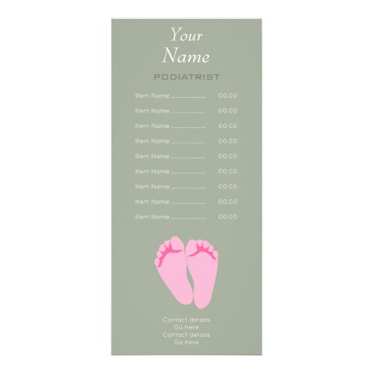 Publicitaire Carte de support de pédicure ou de podiatre (Devant)