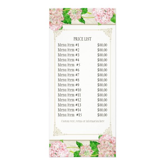 Publicitaire Carte de tarif d'affaires - Rose Hydrangea Florist (Devant)