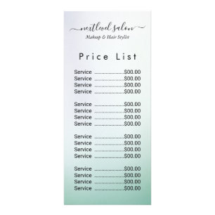 Publicitaire Carte de tarif élégante et blanche pour salon de c