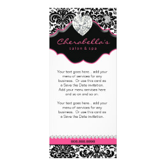 Publicitaire Carte en bijoux en rack Damask blanc noir rose flo