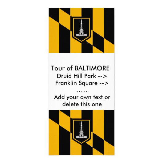 Publicitaire Carte en rack avec Drapeau de Baltimore, U.S.A. (Devant)