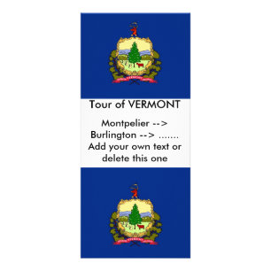 Publicitaire Carte en rack avec Drapeau du Vermont, États-Unis.