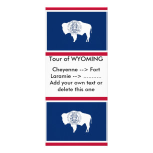 Publicitaire Carte en rack avec Drapeau du Wyoming, États-Unis.