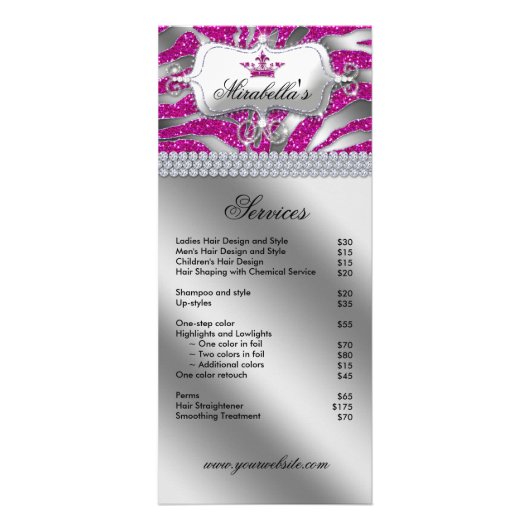 Publicitaire Carte en rack couronne bijoux Zebra luxe étincelan (Devant)