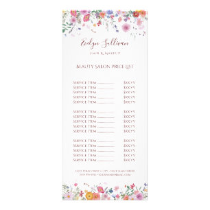 Publicitaire Carte rack à tarif fleur sauvage frais