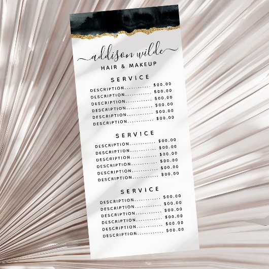 Publicitaire Carte Rack Aquarelle Noire Et Or