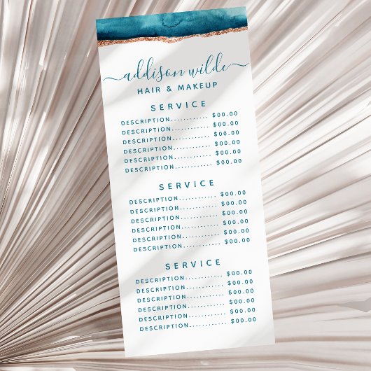 Publicitaire Carte Rack Aquarelle turquoise Et Or