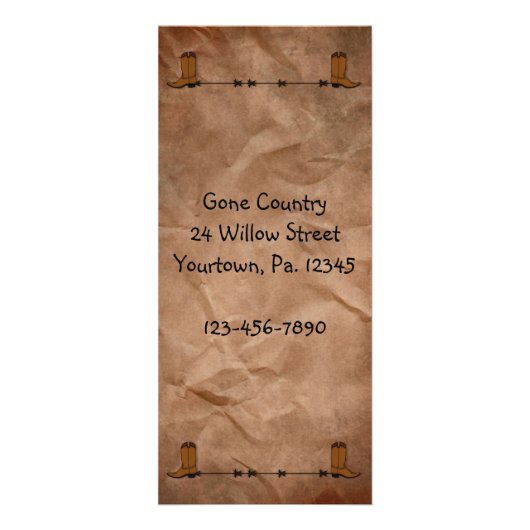 Publicitaire Carte rack Boot Cowboy (Devant)