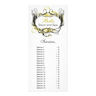 Publicitaire carte rack chic jaune, noir et blanc Services