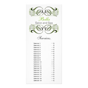 Publicitaire carte rack chic vert, noir et blanc Services