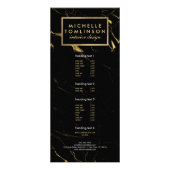 Publicitaire Carte rack de concepteur de marbre noir et or (Devant)