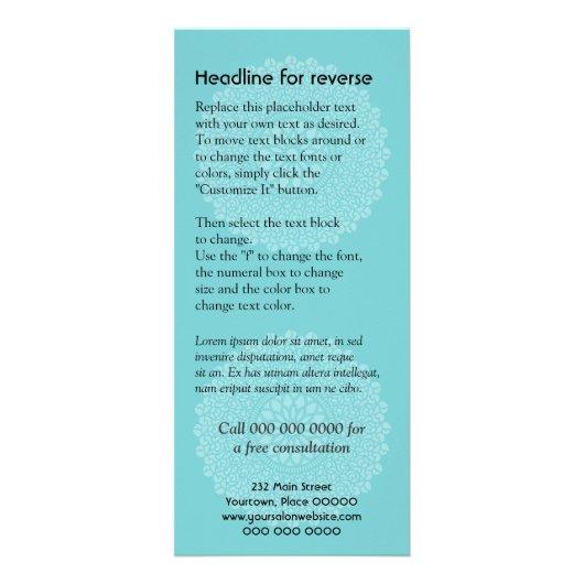 Publicitaire Carte rack d'impression divine (Dos)