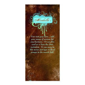 Publicitaire Carte Rack Floral Grunge Salon Spa Bleu Vert