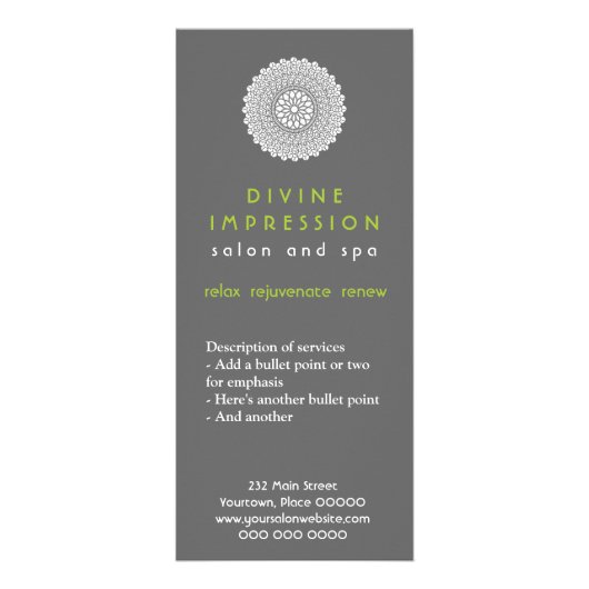Publicitaire Carte Rack Vert Impression Divine (Devant)