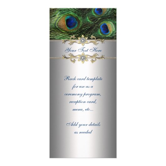 Publicitaire Élégante carte en rack Emerald Green Peacock (Devant)