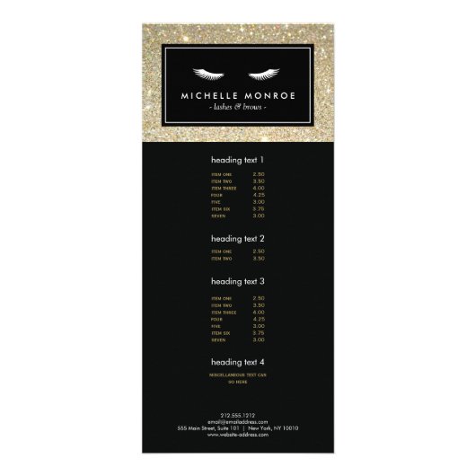 Publicitaire Eyelashes avec Parties scintillant Gold carte rack (Devant)