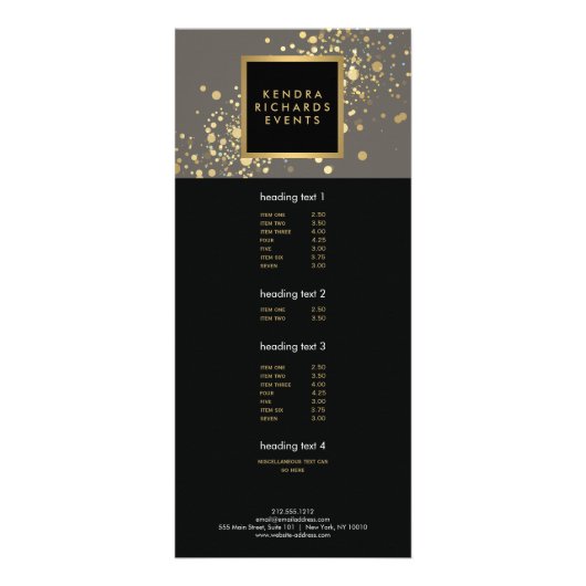 Publicitaire Faux Gold Confetti sur carte en rack gris moderne (Devant)