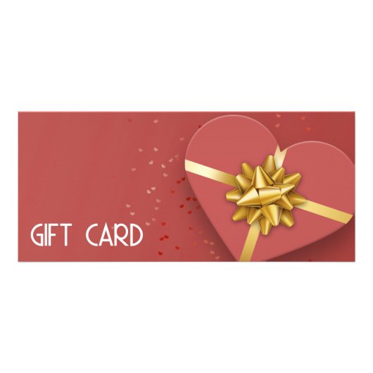 Publicitaire Gold Bow Lovely Red Heart boîte cadeau Carte cadea (Devant)
