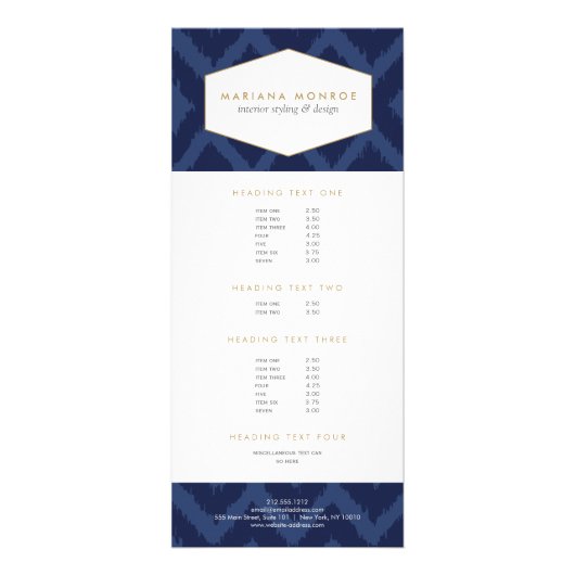 Publicitaire Motif Ikat dans la carte rack Blue Designer (Devant)