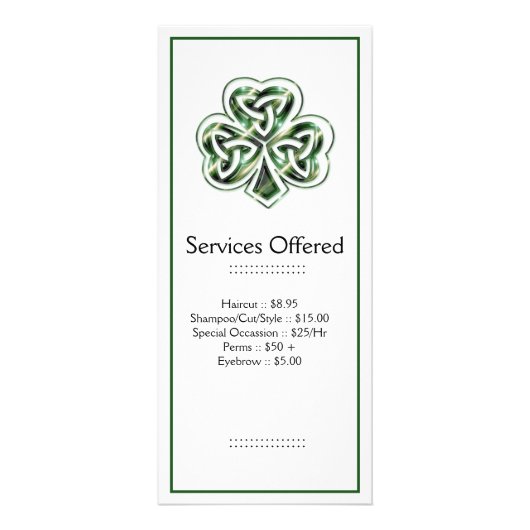 Publicitaire Shamrock Celte Design 2 Services Carte rack 2 (Devant)