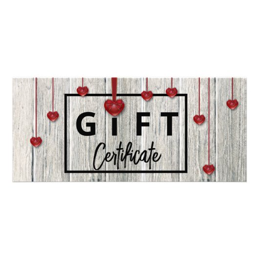 Publicitaire Valentines Day Modern Rustic Wood Hearts Carte Cad (Devant)
