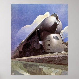 Publicité pour train locomotive Art Déco vintage
