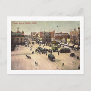 Publiek plein, Lima, Vintage Ohio Briefkaart