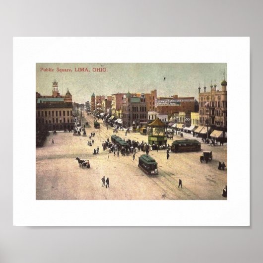 Publiek plein, Lima, Vintage Ohio Poster (Voorkant)