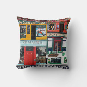 Pubs de Dingle, collage, coussin d'Irlandais.