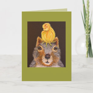 Puccini l'écureuil avec une carte de courge