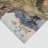 "Puck and a Fairy"-Waterverf van Arthur Rackham Tissuepapier (Detail)