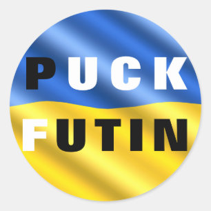 Puck Futin Sticker Oekraïense vlag steunt Oekraïne