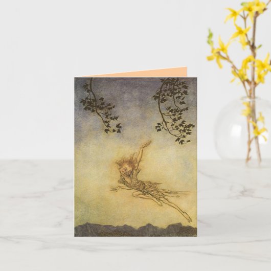 Puck, SPRITE Notecard Arthur Rackham Kaart (Gele Bloem)