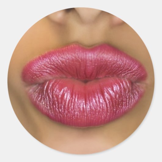 Puckering rode lippen ronde sticker (Voorkant)