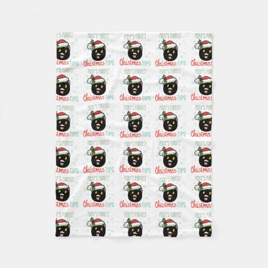 Pucky's Purrfect met Kerstmis Fleece Deken (Voorkant)