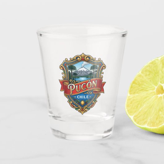 Pucón Chilië Shot Glas (Voorkant)