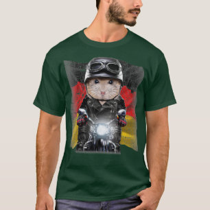 Pudding Dwerg Hamster op Motorfiets Vlag van T-shirt