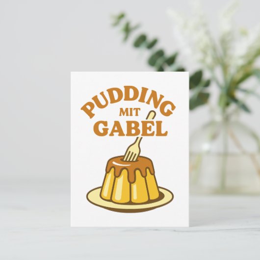 Pudding Mit Gabel Funny Design Briefkaart (Staand voorkant)