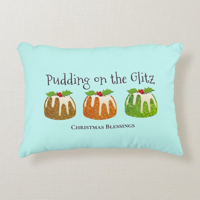 PUDDING OP GLITZ | Gepersonaliseerde kerst Accent Kussen (Voorkant)
